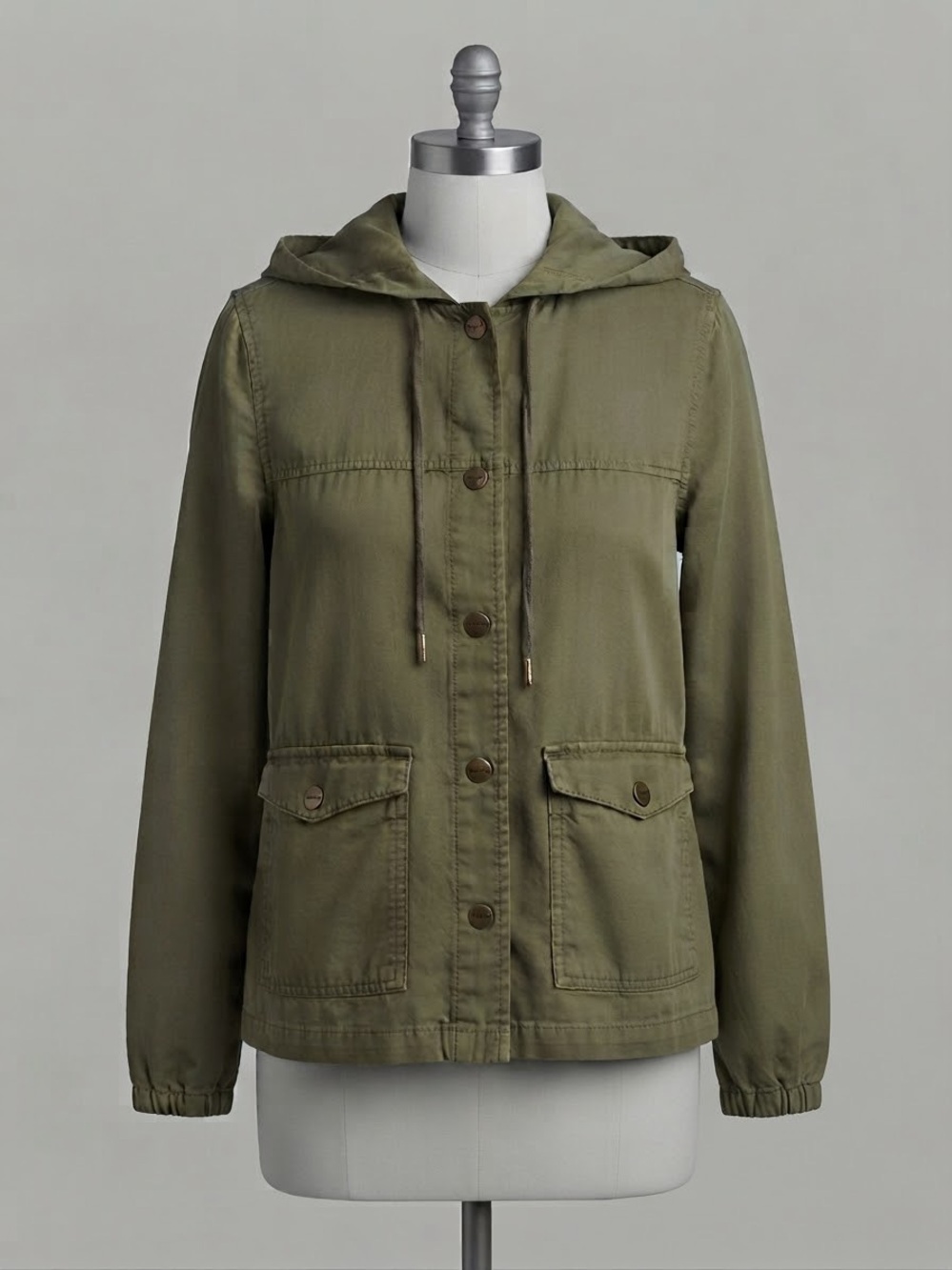 Sanctuary Olive Green Hooded Utility Jacket - Women's Size XS Petite (XSP)